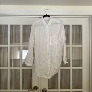 Asceno White 100% Linen Button-Up Shirt Tunic